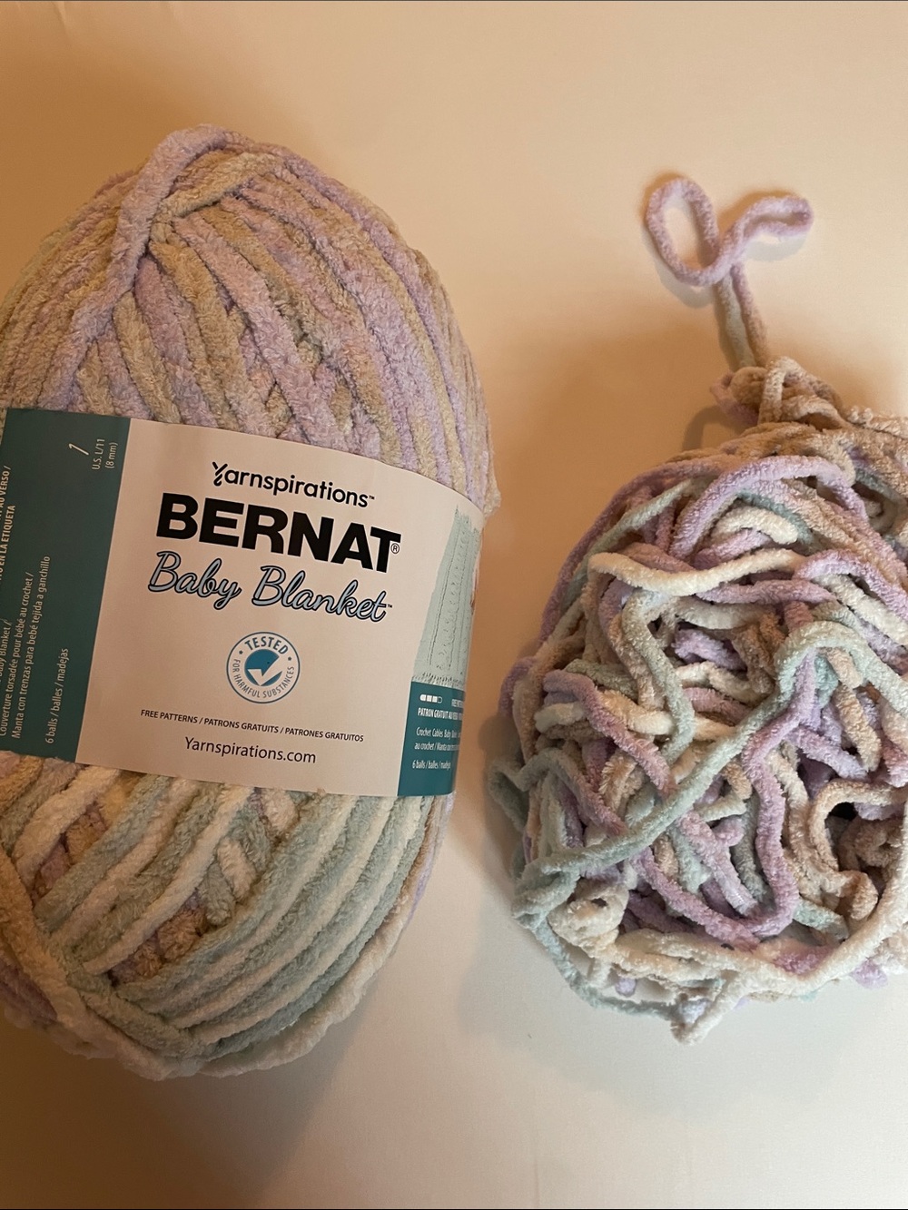 Bernat Baby Blanket Plush Chenille Yarn - Pastel Multicolor